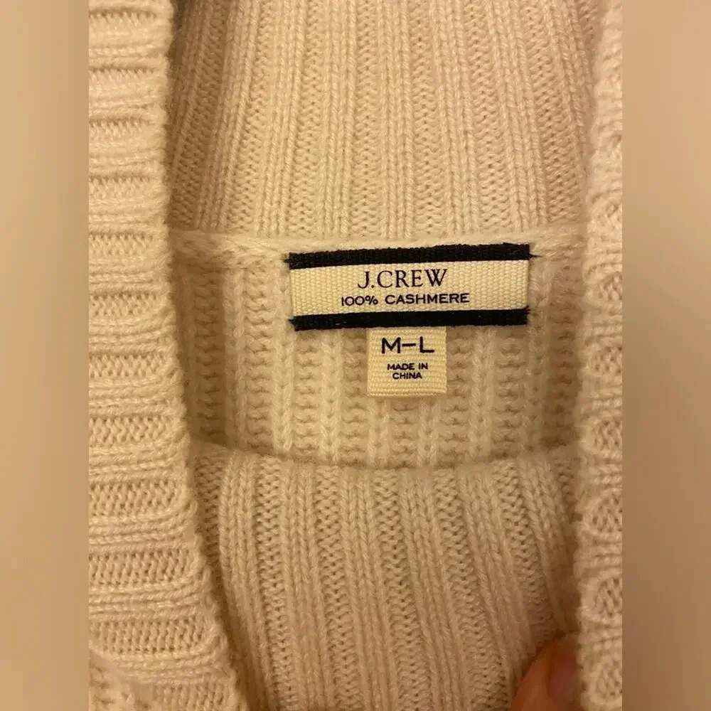 J. Crew Cashmere Sleeveless Turtleneck Tunic Heather Muslin Size M/L - Picture 5 of 10